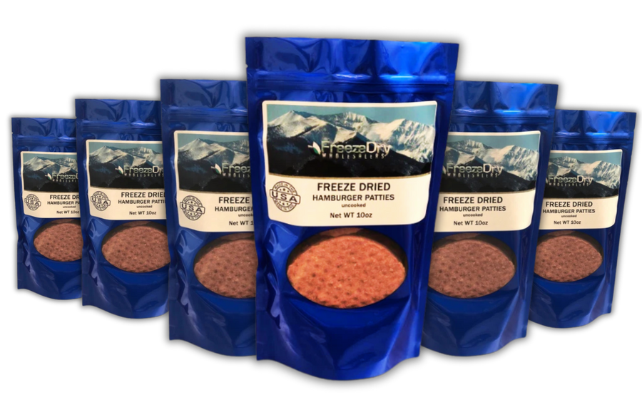 6 Packs of Freeze Dried 1/3-lb Uncooked Hamburger Patties