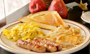 Freeze Dried Fully Cooked Scrambled Egg Breakfast Meal Deal Bundle/Combo - Four Packs Total; Freeze Dried Scrambled Eggs, Hash Brown Potatoes, Turkey Breakfast Sausages and French Toast Sticks!